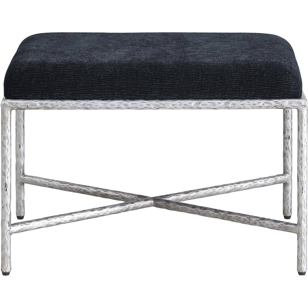 Alt View 2. Meridian Furniture - Valley Black Chenille Fabric Bench - Black.