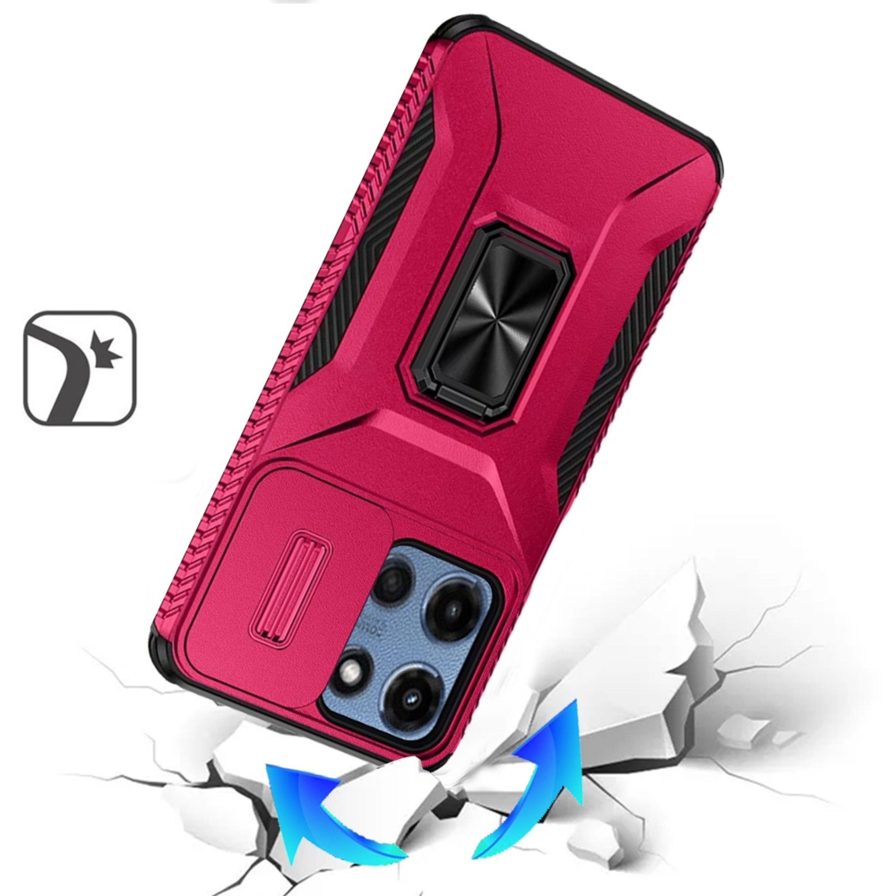 Angle. Kitcheniva - Rugged Complete Protection Case With Tempered Glass For Moto G 2025/2026/G Play 2026 Hot Pink - Hot Pink.