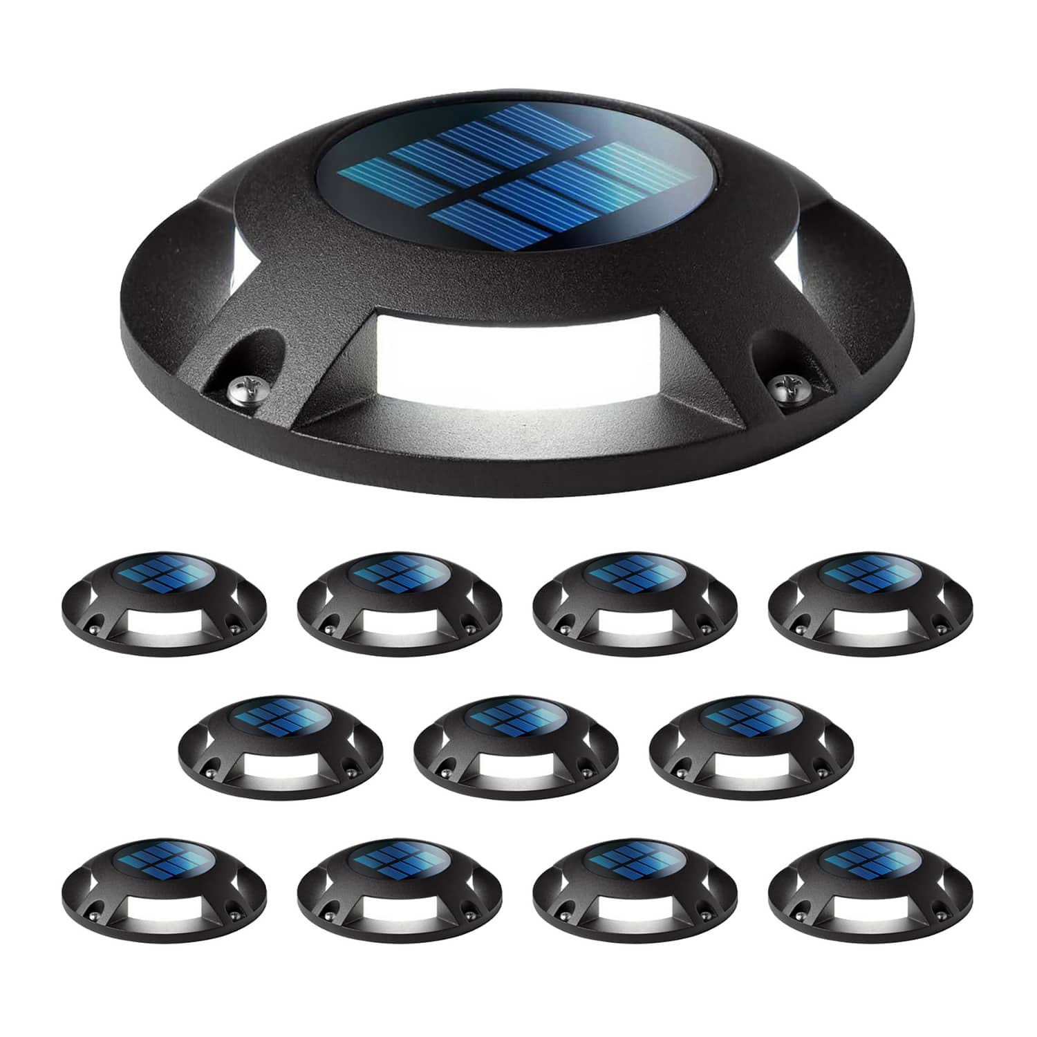Home Zone Security - 12-Pack Outdoor Solar Deck Light 20 Lumens - Black