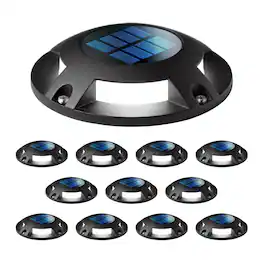 Home Zone Security - 12-Pack Outdoor Solar Deck Light 20 Lumens - Black