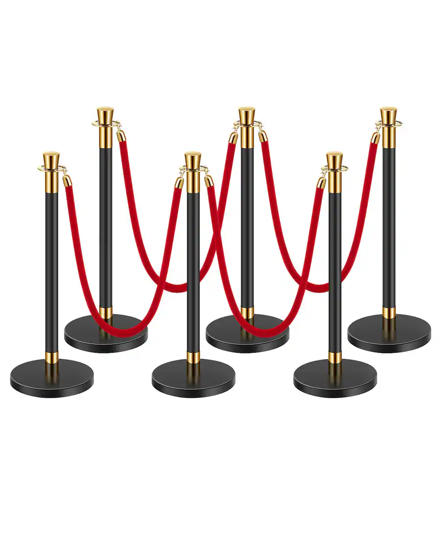 Led Velvet Ropes VEVOR Stanchions and Velvet Ropes, 6 Pcs Crowd Control Barriers with 4 ...