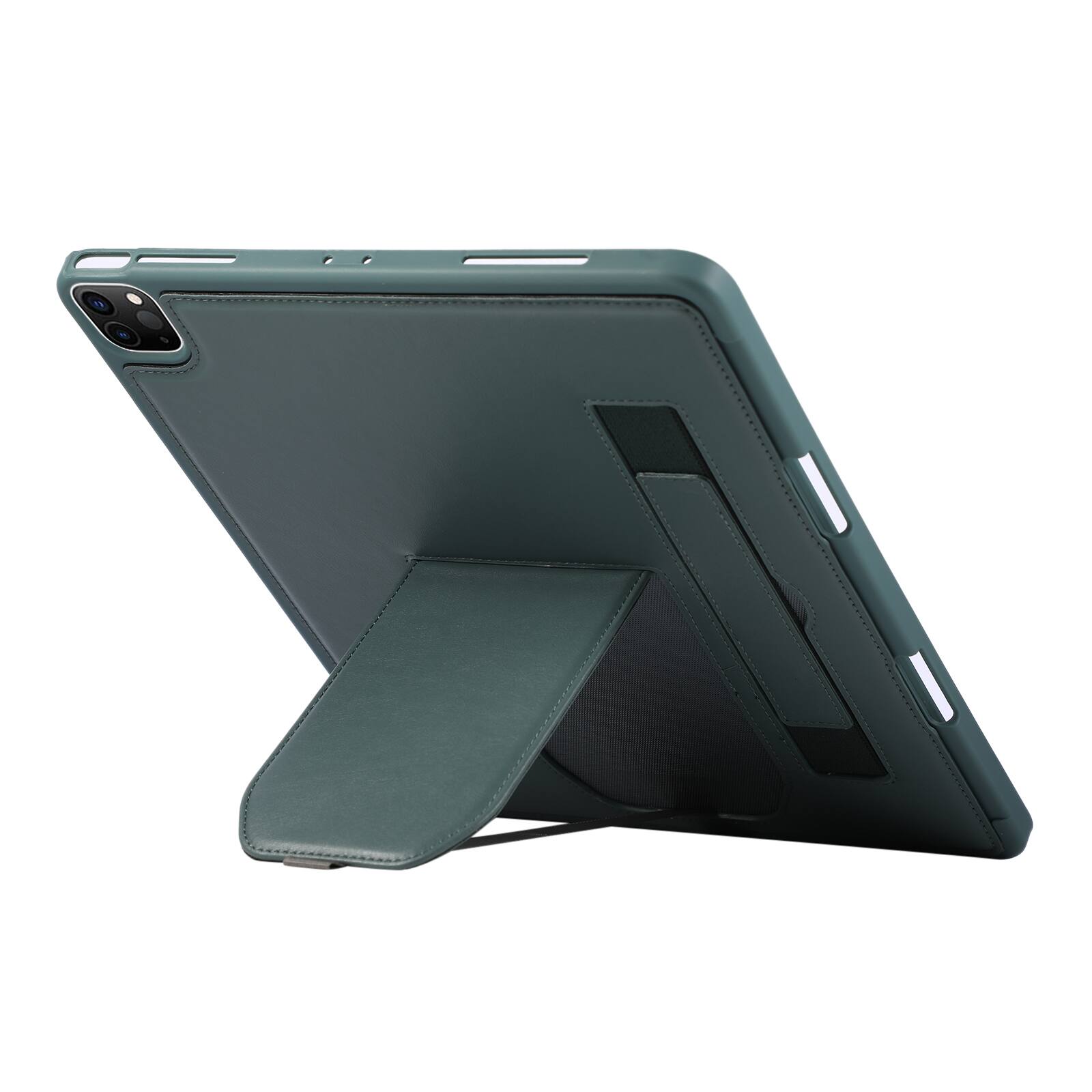 Back. UUCOVER - Case for iPad Air 13-inch M4 M3 M2 (2026/2025/2024) Shockproof PU Leather Hand Strap Kickstand Pencil Holder Cover - Darkgreen.
