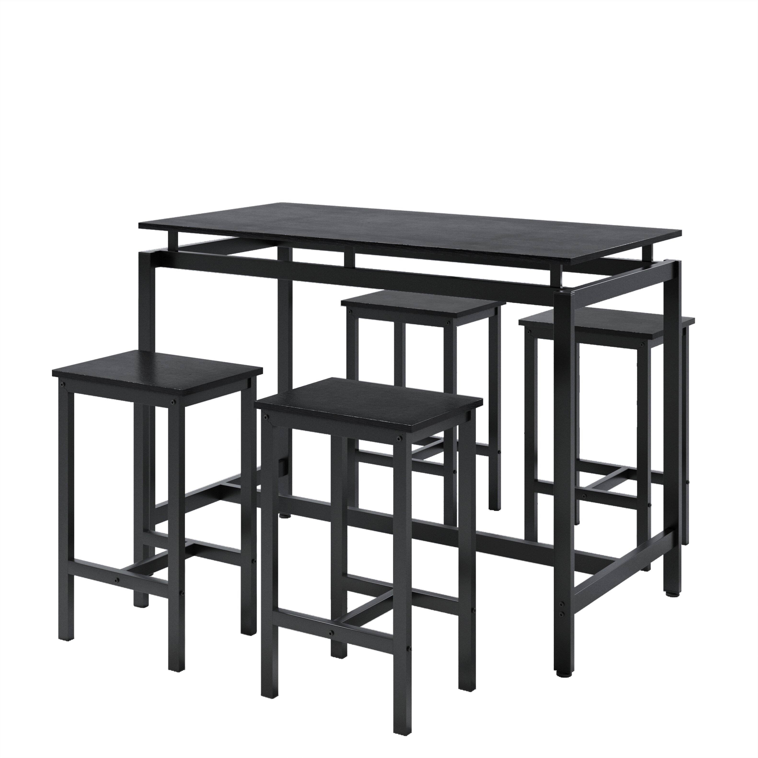 Front. Ecooso - 5 Piece Dining Table Set with 4 Bar Stools, Counter Height Pub Table for Kitchen or Small Space - Black.