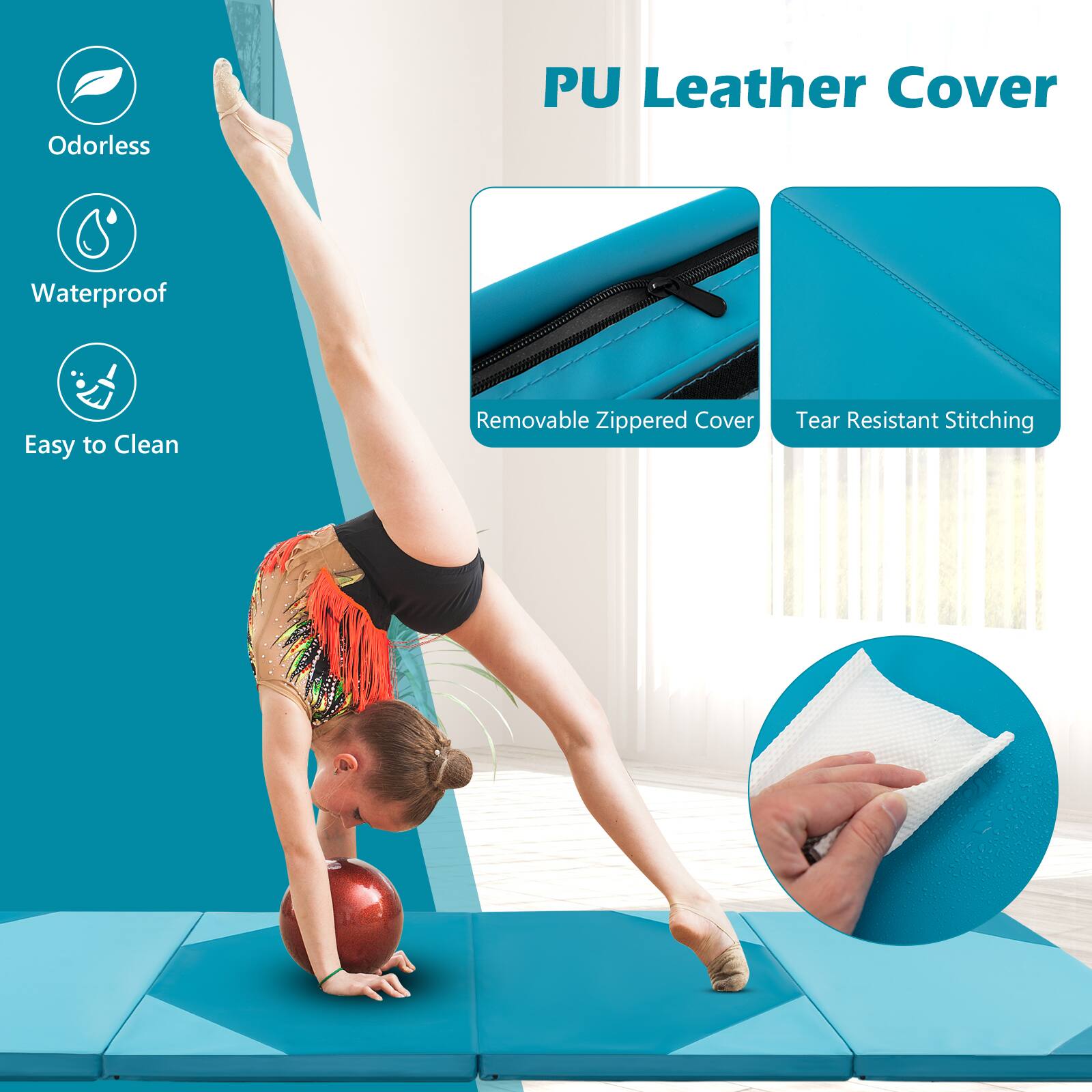 PU Leather Cover

- Odorless
- Waterproof
- Easy to Clean
- Removable Zippered Cover
- Tear Resistant Stitching