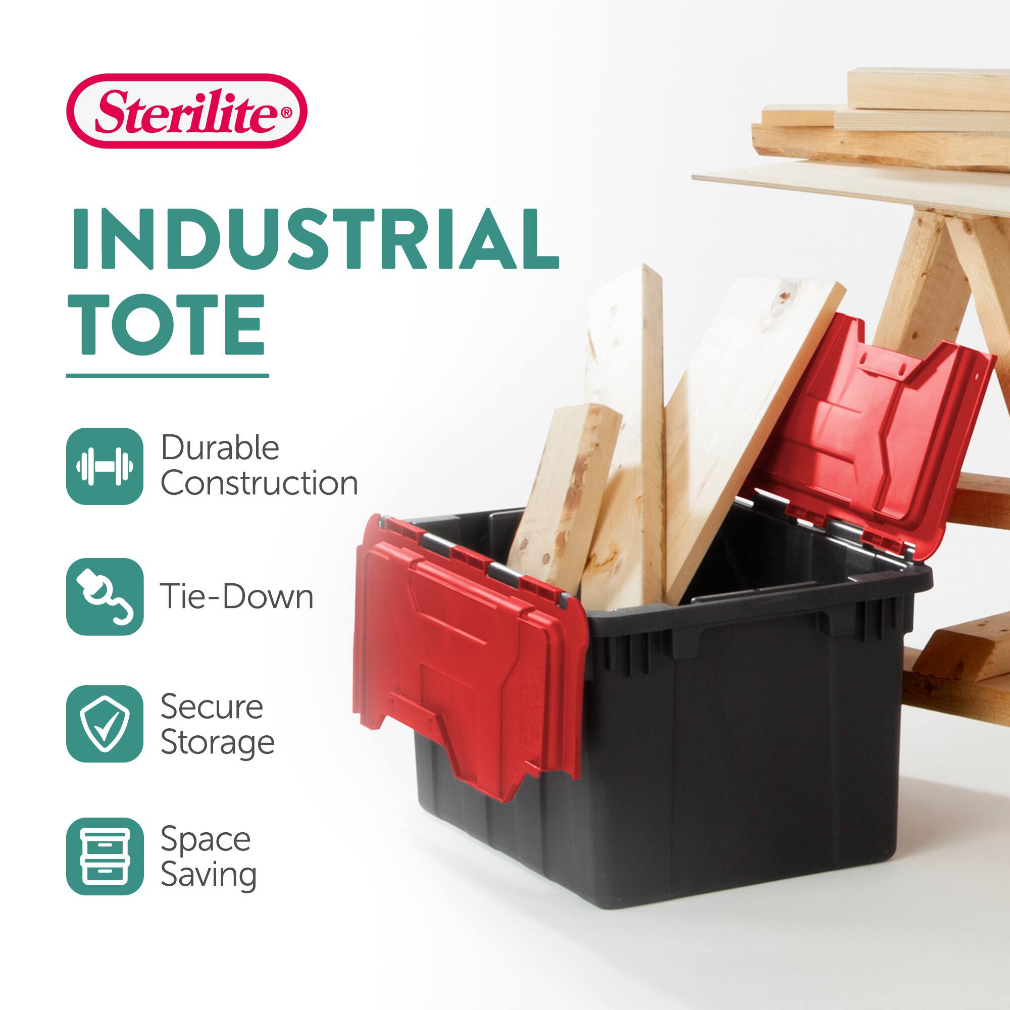 Sterilite®  
INDUSTRIAL TOTE  

- Durable Construction  
- Tie-Down  
- Secure Storage  
- Space Saving