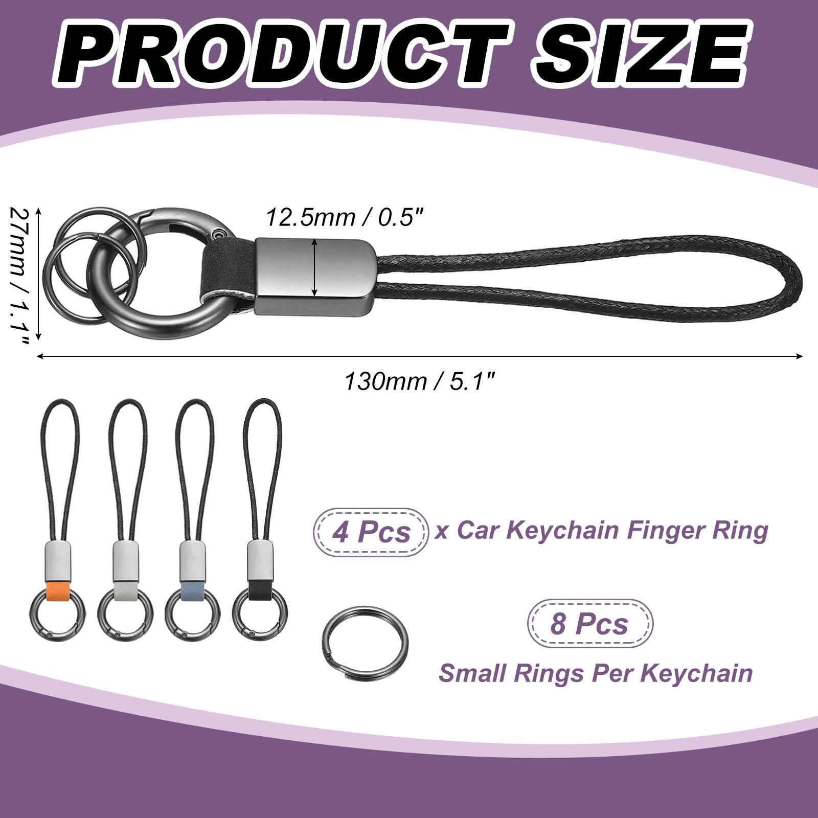 Unique Bargains 4pcs Car Keychain Finger Ring, Leather Keyring Short ...