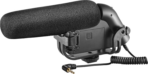 Insignia™ - On-Camera Shotgun Video Microphone - Black - Angle