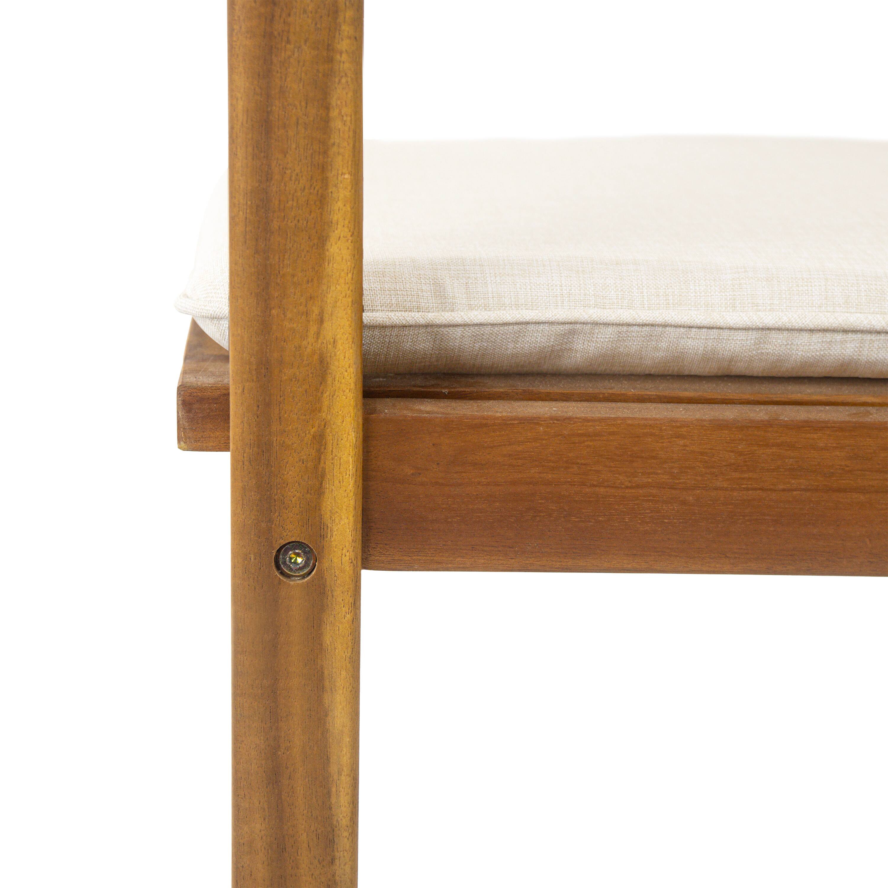 Alt View 8. Mondawe - Set of 2 Wicker Outdoor Dining Chair with Cushion - Teak+ Beige.