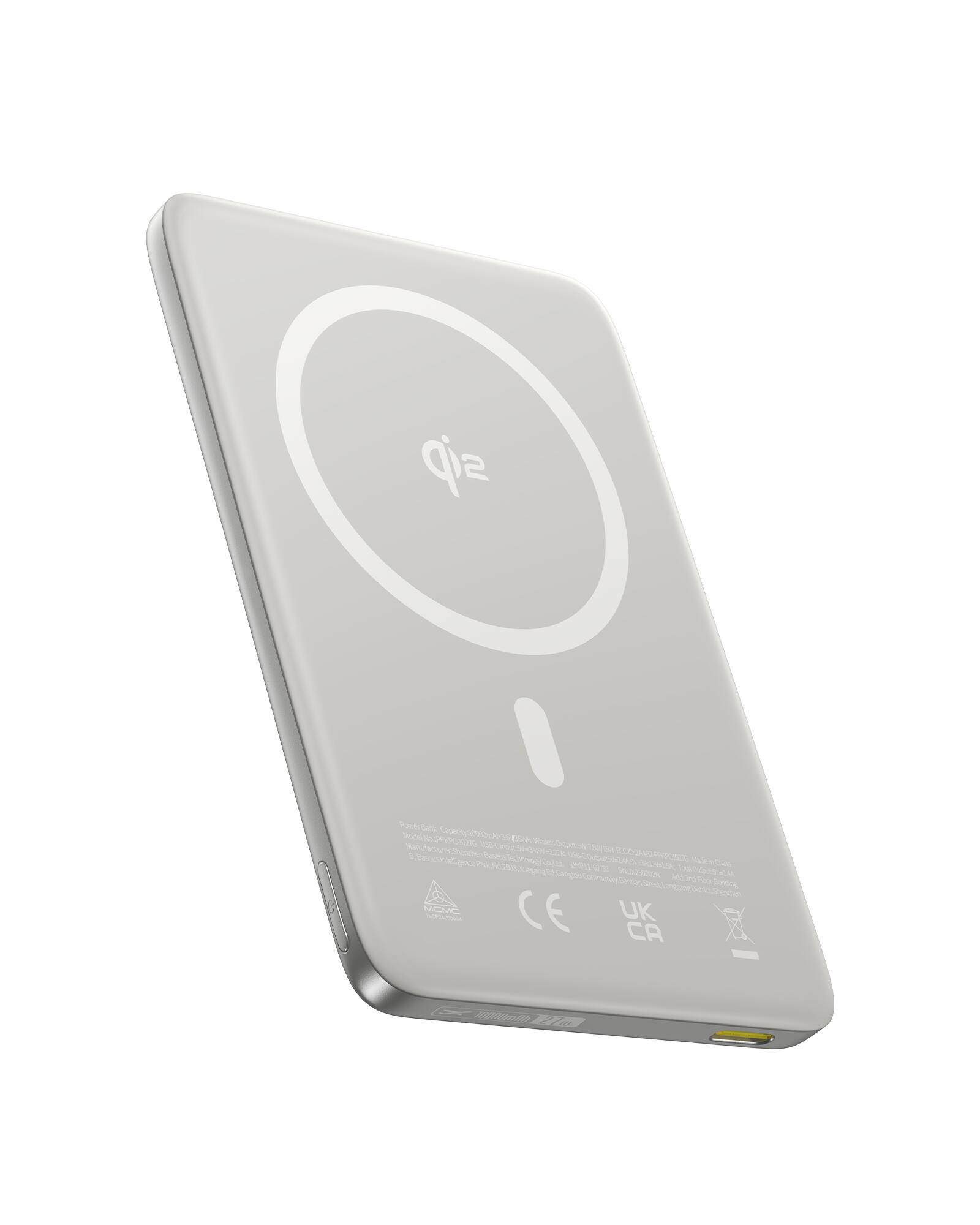 Sure, here is the corrected and grouped text from the image:

---

**Power Bank Specifications:**

- Model: Q12
- Input: 5V/2A
- Output: 5V/2A
- Capacity: 10000mAh
- Weight: 150g
- Dimensions: 120 x 70 x 15mm
- Material: ABS + PC
- Manufacturer: Shenzhen Q12 Technology Co., Ltd.
- Address: Room 501, Building 1, No. 1, Shanghe Street, Longhua District, Shenzhen, Guangdong, China
- Website: www.q12.com
- Email: info@q12.com
- Phone: +86 138 2888 8888
- Made in China

**Certifications:**

- CE
- UKCA
- FCC

**Warning:**

- Do not expose to fire or high temperature.
- Do not disassemble or modify.
- Keep away from children.

**Additional Information:**

- NOMC
- 10000mAh
- Q12

---