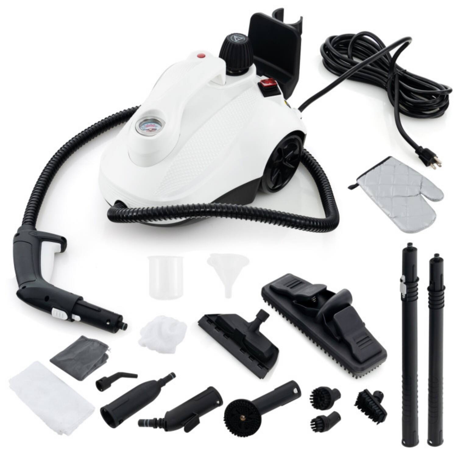 Alt View 6. LUCKY ONE - 1800W Steam Cleaner 61 oz Tank 35 Min Continuous Steam 360° Mobility - Gray & White.