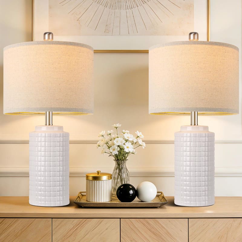 partphoner - Woven Ceramic Table Lamp - White