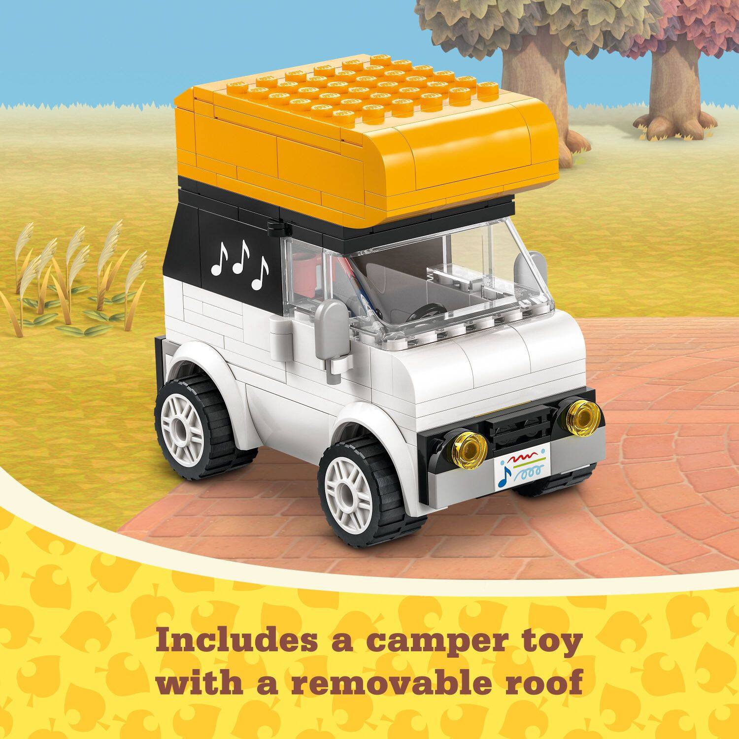 Includes a camper toy with a removable roof.