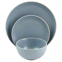 Gibson - Home Rockaway 12-Piece Dinnerware Set - Matte Blue