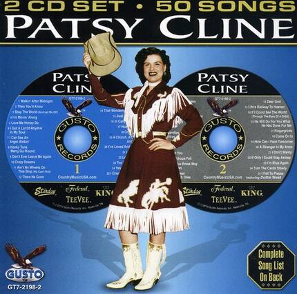 2 CD SET • 50 SONGS
PATSY CLINE
PATSY CLINE
GUSTO RECORDS
GT7-2198-2
1. Walkin' After I Then You Know
2. Stop The And Let
3. That on Im Mowin Along Me
4. Love Honey Do
5. I Got A Soul Lot Or Rhythm
6. Can See An
7. A Church Angel Watkin
8. Honky Tonk
9. I've Loved And Serry Go Round
10. I Don't Ever Leave Me Again
11. N Crazy Dreams
12. Too
13. An'T No Whoeis On
14. Yes This Ship W
15. Crier
16. There He Goes
17. Dear God Radway To Heaven
18. Could See The World (Toug The oF A Child He Do For You What CUSTO He Has
19. Done Finperprints For Come On in
20. How Can I Face Tomorrow
21. A Stranger In My Anns drops You Fall
22. RSCORDE Only Could
23. Stay Don't