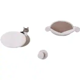 TRIXIE - Liam Multi-Level Wall Mounted Cat Perch-Lounge Set - Light Gray/Brown