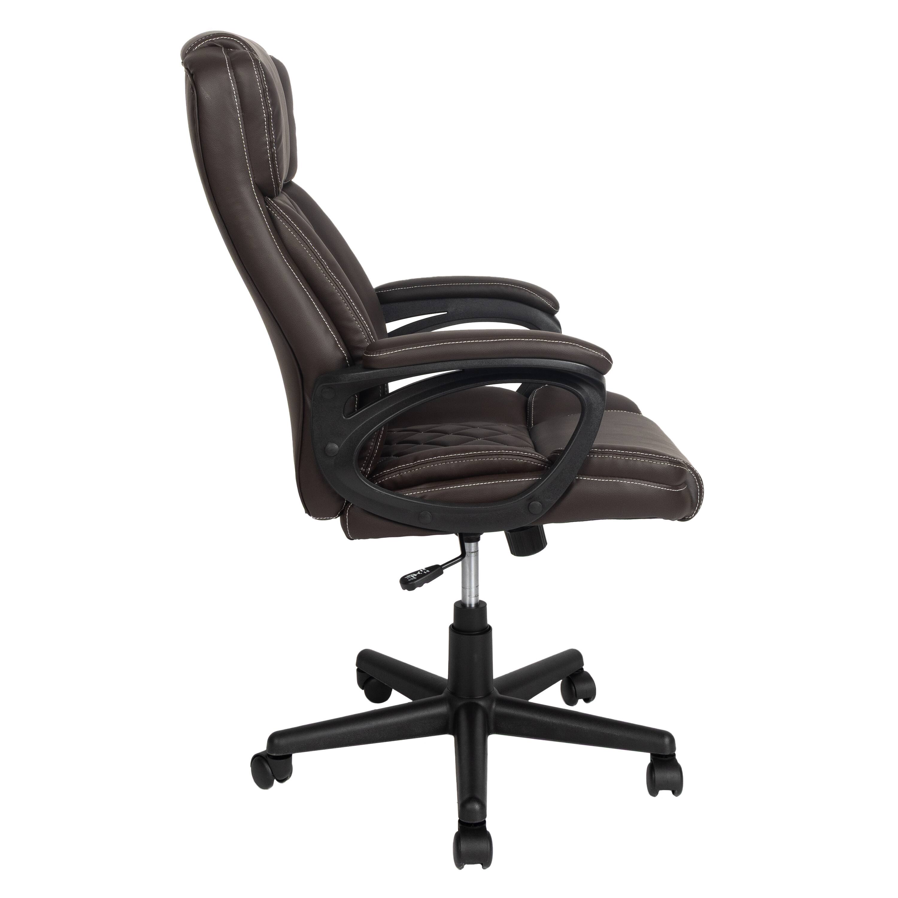 Alt View 4. Spaco - Spaco Executive Ergonomic Office Chair, High Back, Adjustable Height, Lumbar Support, PU Leather, Tilt, Home Office - Brown.