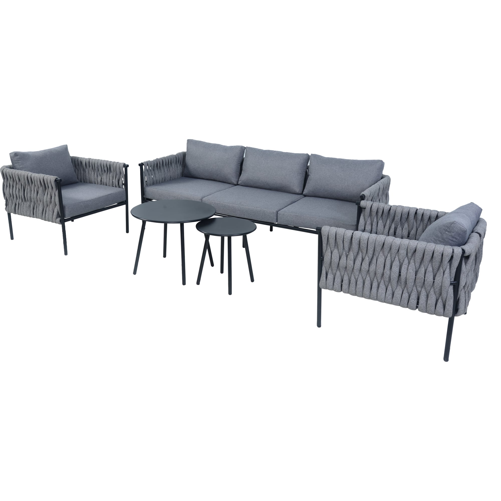 Yardgrace - 5 - Person Patio Furniture Set with Coffee Table Set and Thick Cushion - Gray