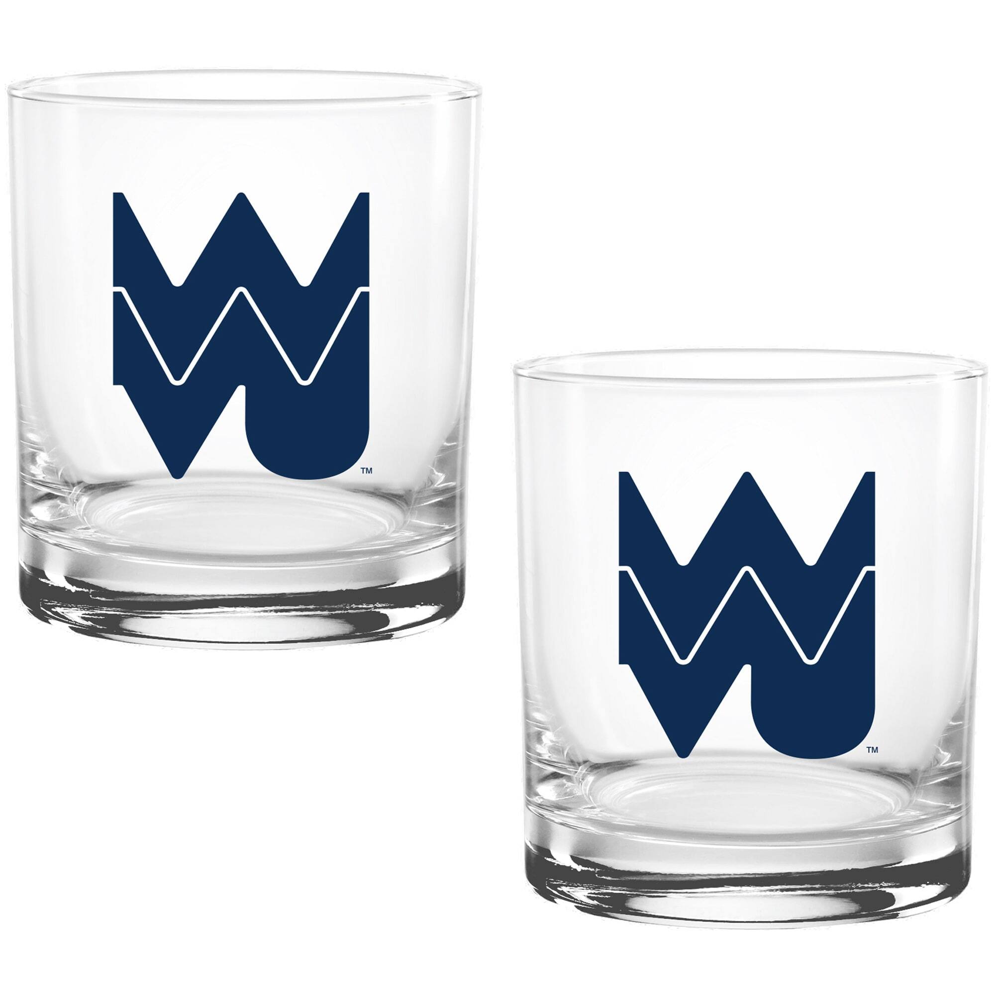 Alt View 1. Indigo Falls - West Virginia Mountaineers Two Pack 14oz. Vault Sketch Rocks Glass Set - Multicolor.