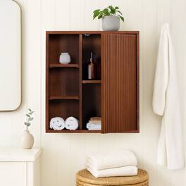 Teamson Home - Tremolo 1-Door Wall Cabinet, Walnut - Brown