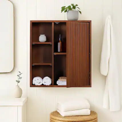 Front. Teamson Home - Teamson Home Tremolo 1-Door Wall Cabinet, Walnut - Brown.