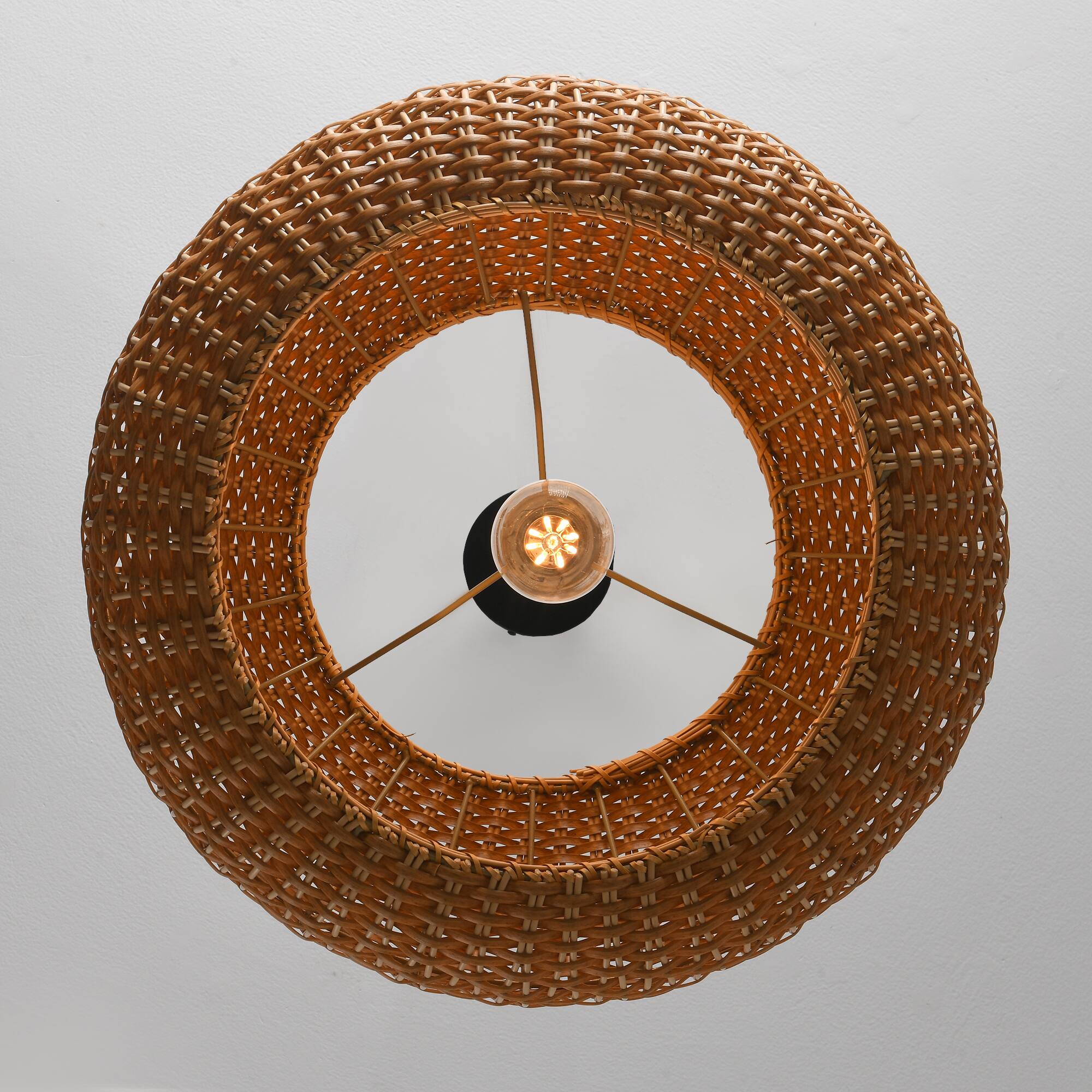 Alt View 10. Parrot Uncle - 1-Light Coastal Retro Brown Rattan Hand-Woven Cloche Hanging Cage Pendant Light.