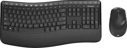 Microsoft - Wireless Comfort Desktop 5050 Curved Keyboard and Mouse - Black - Larger Front