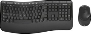 Microsoft - Comfort Desktop 5050 Ergonomic,Full-size Wireless Optical Curved Keyboard and Mouse - Black - Front_Zoom
