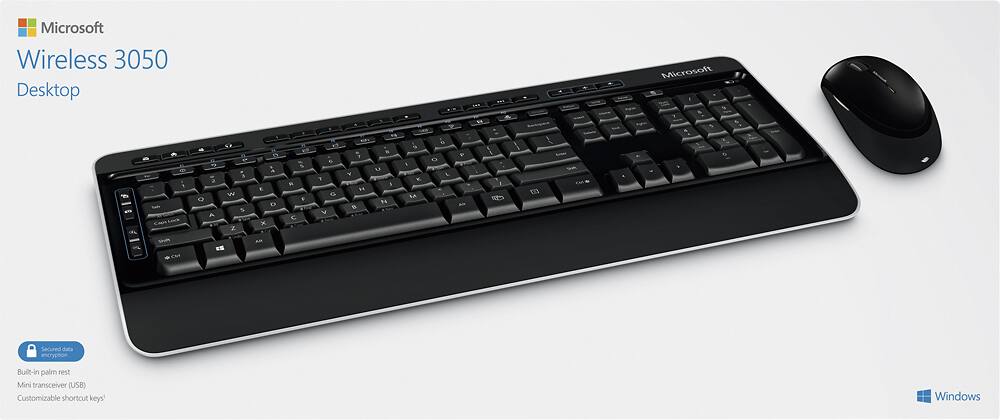 Alt View 11. Microsoft - Desktop 3050 Full-size Wireless Keyboard and Mouse Bundle - Black.