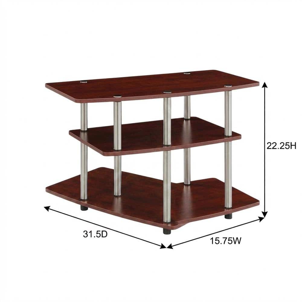 FurniFact - 3-Tier TV Stand in Black for TVs Up to 37 Inches - Brown