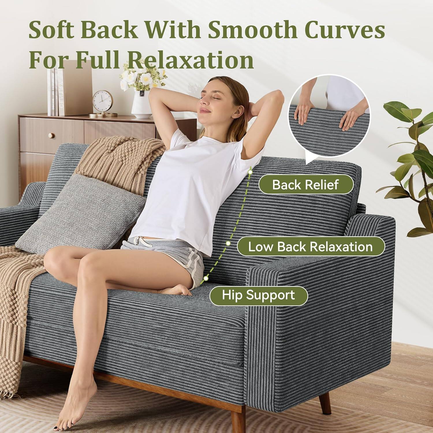 Soft Back With Smooth Curves For Full Relaxation

- Back Relief
- Low Back Relaxation
- Hip Support