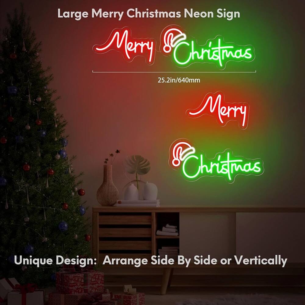 Large Merry Christmas Neon Sign  
Merry Christmas  
25.2in/640mm  

Unique Design: Arrange Side By Side or Vertically