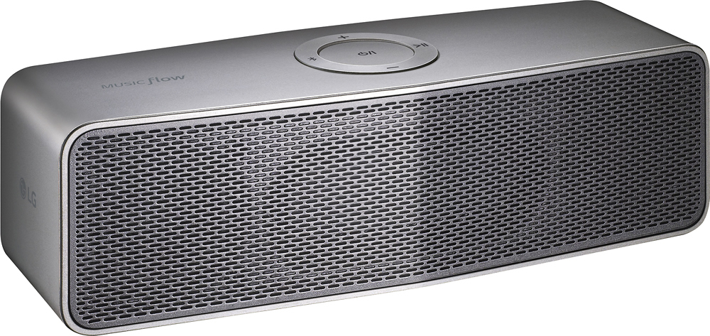 Angle View: LG - P7 Portable Bluetooth Speakers (2-Piece) - Silver