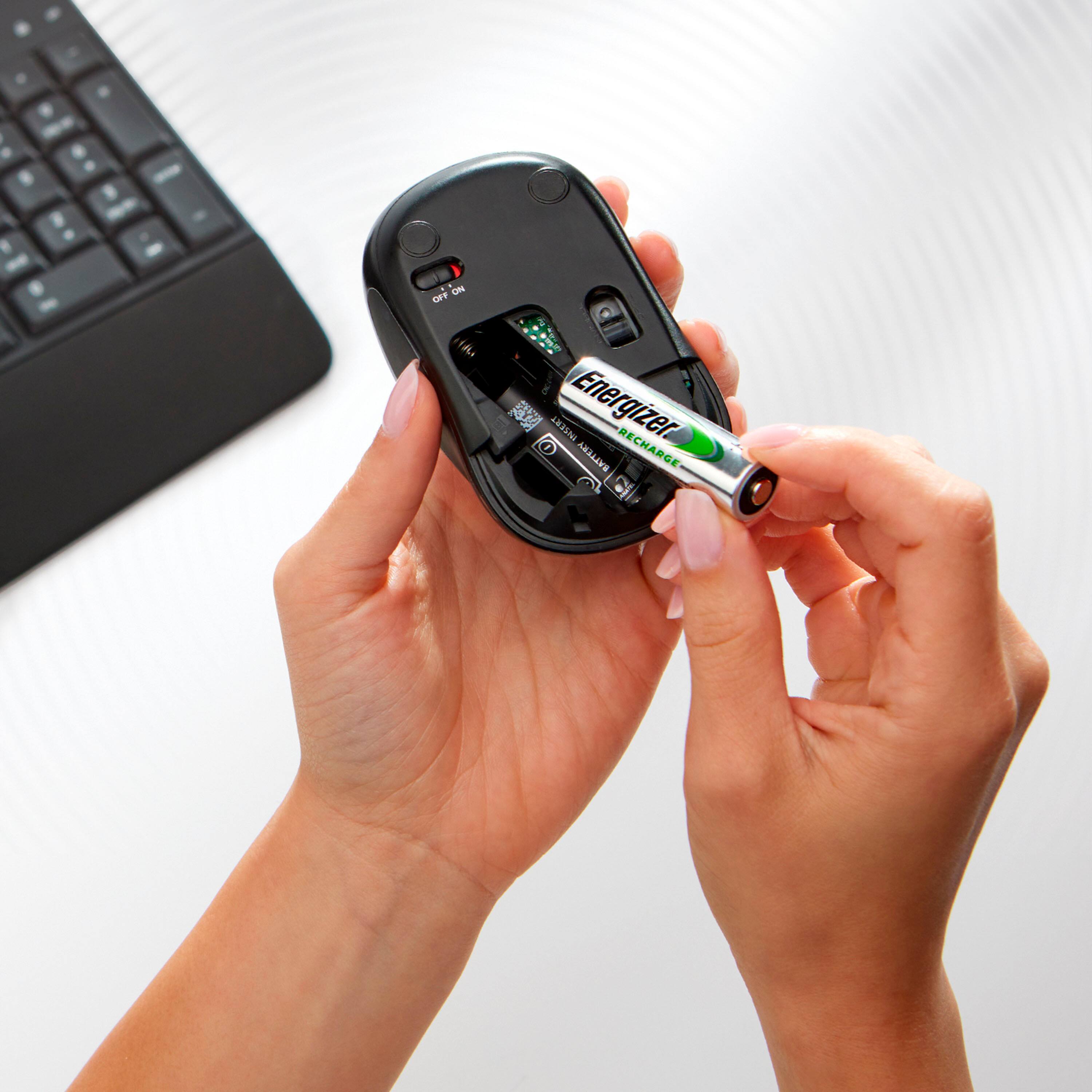 Alt View 12. Energizer - Rechargeable AAA Batteries (4 Pack) 800 mAh Triple A Batteries - Silver.