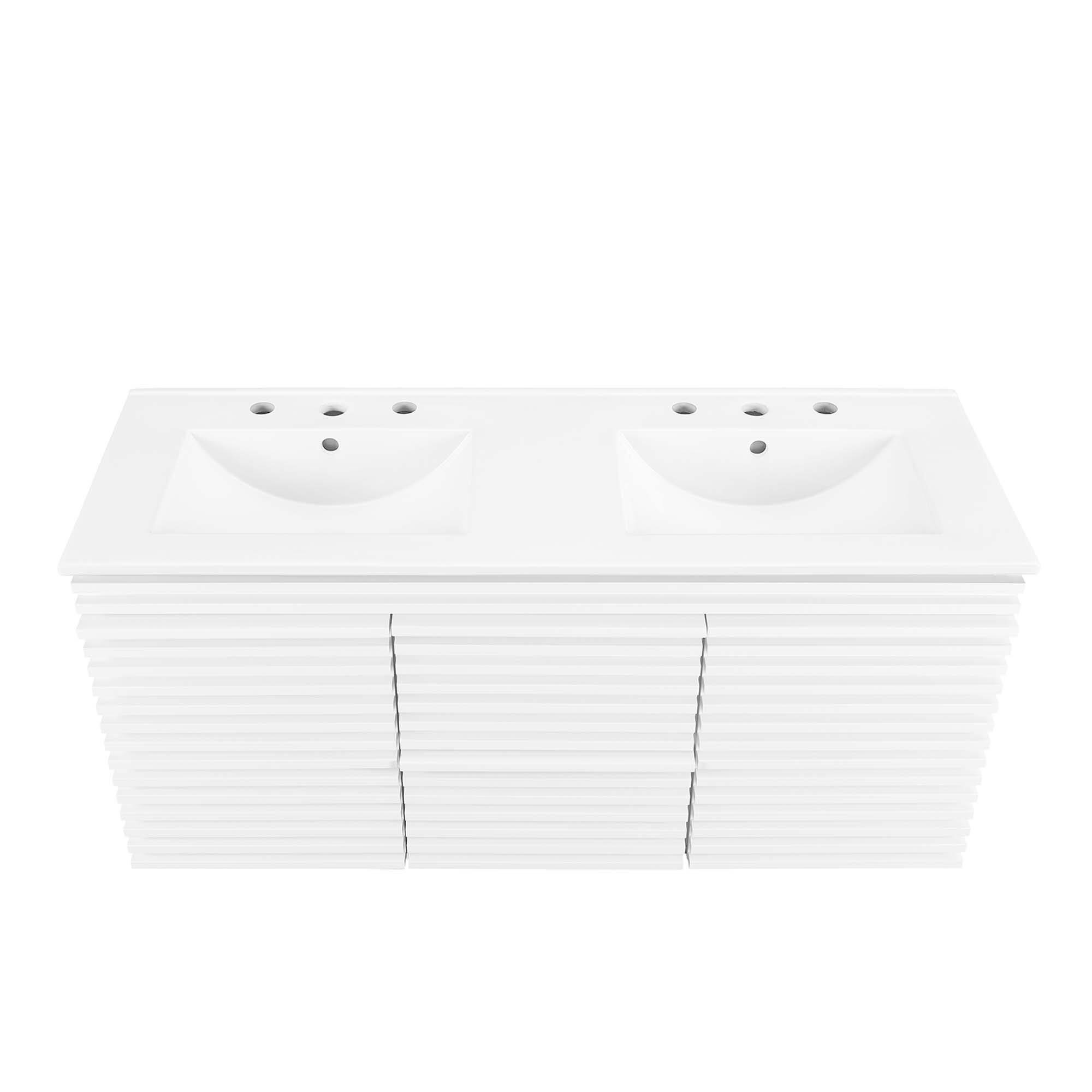 Alt View 3. Modway - Render 48" Wall-Mount Bathroom Vanity Basin Included by Modway - White White.
