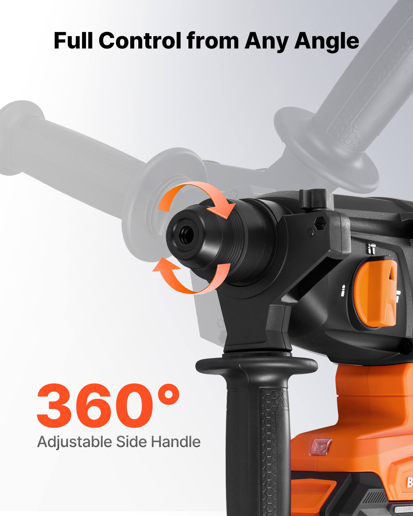 Full Control from Any Angle

360° Adjustable Side Handle