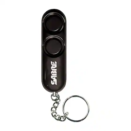 Front. Sabre - SABRE PA-01, 120dB Personal Alarm With Key Ring, Audible Up To 1,280 Feet, Black - Black.
