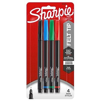 Sharpie - Pen Felt Pens, Fine Point, 0.4 mm, Ink, 4 Pack (1924214/1742662) - Assorted