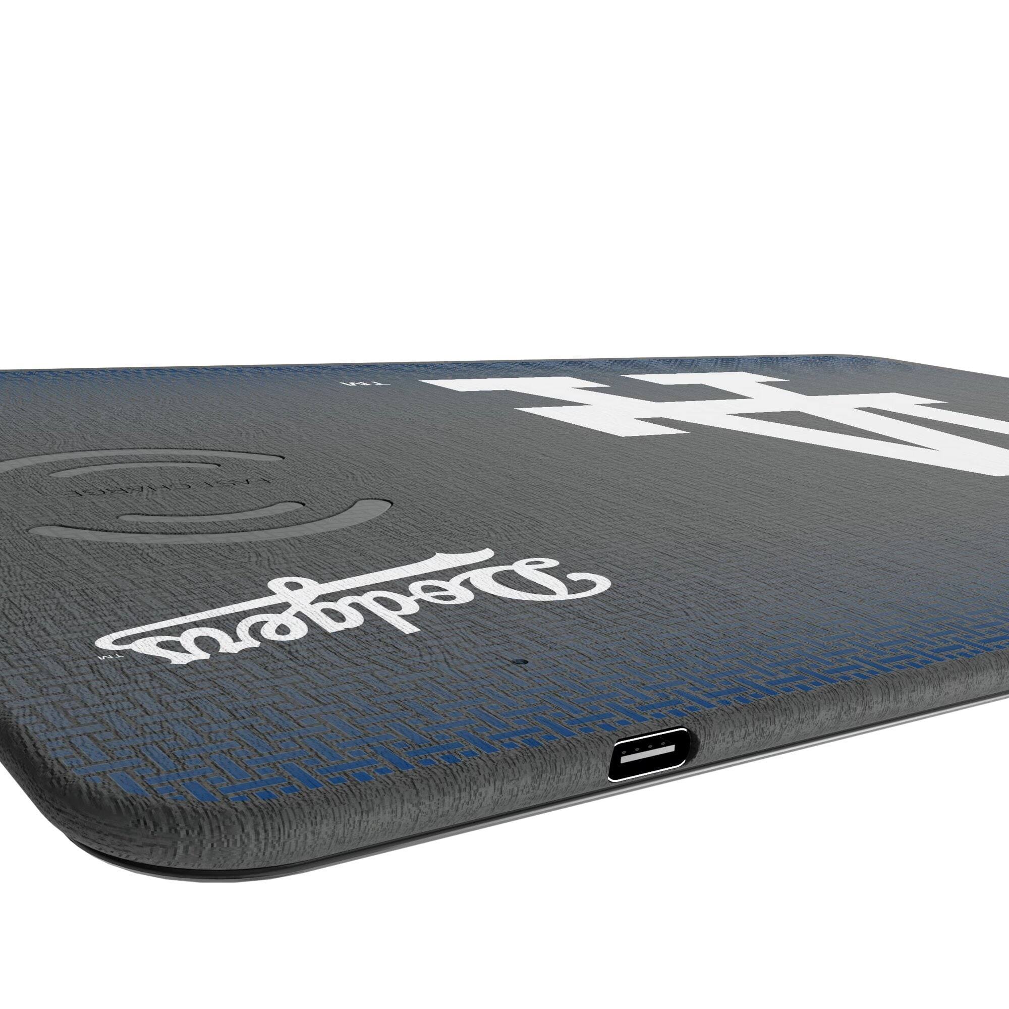 Alt View 2. Keyscaper - Los Angeles Dodgers Linen Print Wireless Charger & Mouse Pad - Black.