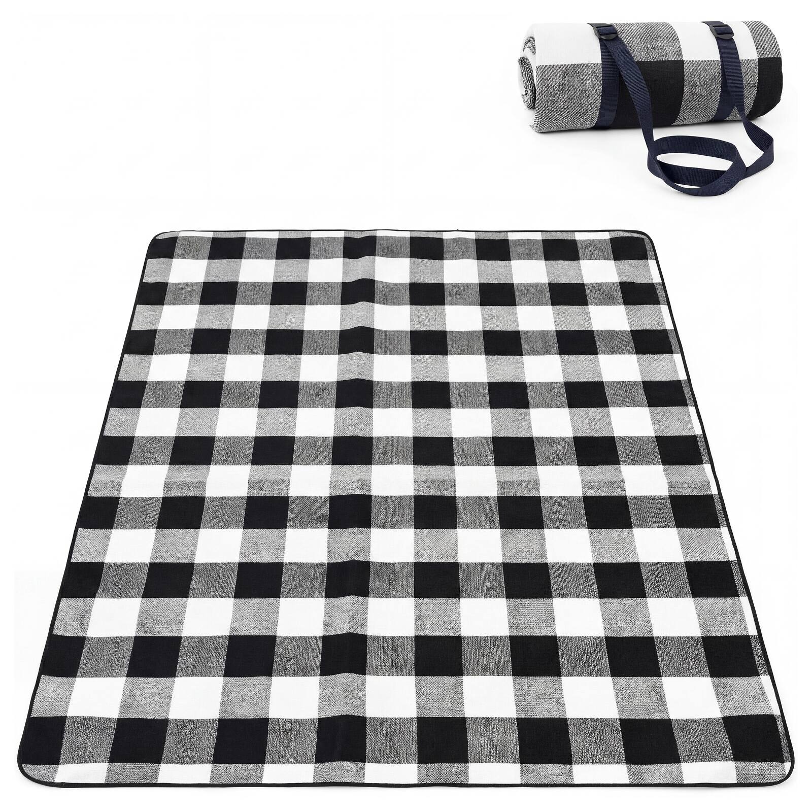 Left. Adivo - Waterproof Outdoor Picnic Blanket - Acrylic Fabric with Plaid Print, Multiple Sizes - 200*300cm - Grey Tile.
