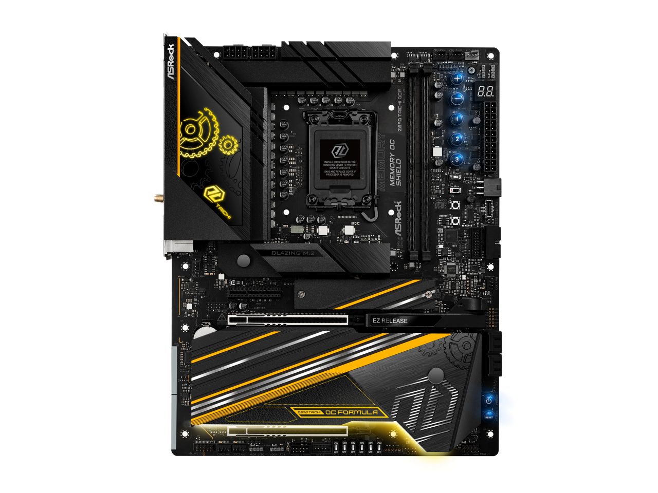 ASRock TRICH

BLAZING M.2

MEMORY SHIELD

EZ RELEASE

OC FORMULA