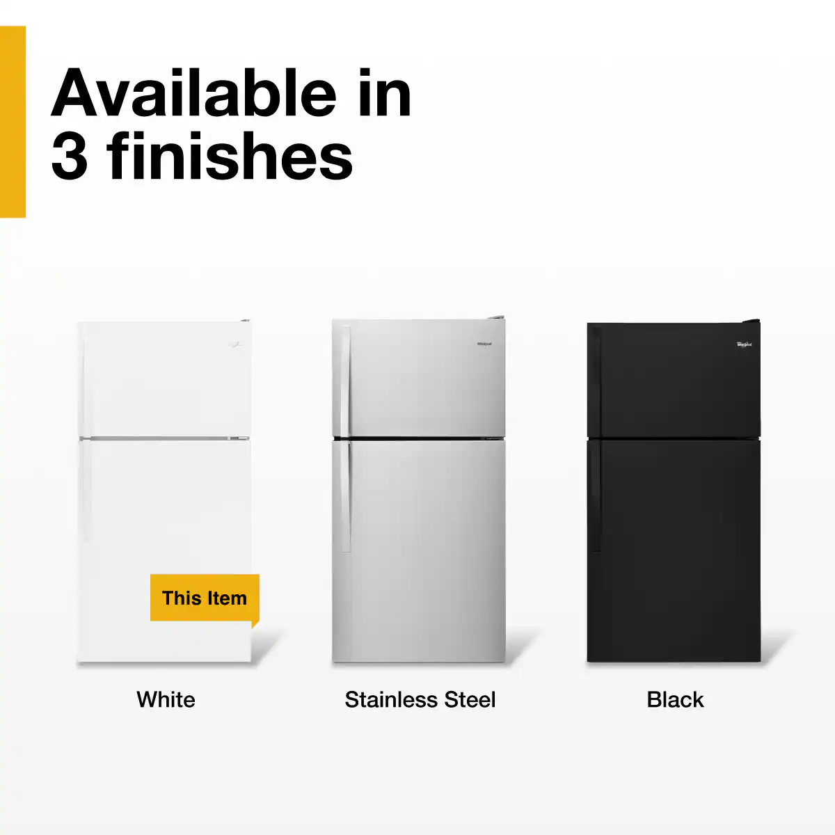 Available in 3 finishes:

- White
- Stainless Steel
- Black

This Item