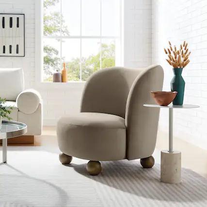 Front. Modway - Monroe Performance Velvet Accent Chair by Modway - Taupe Walnut.