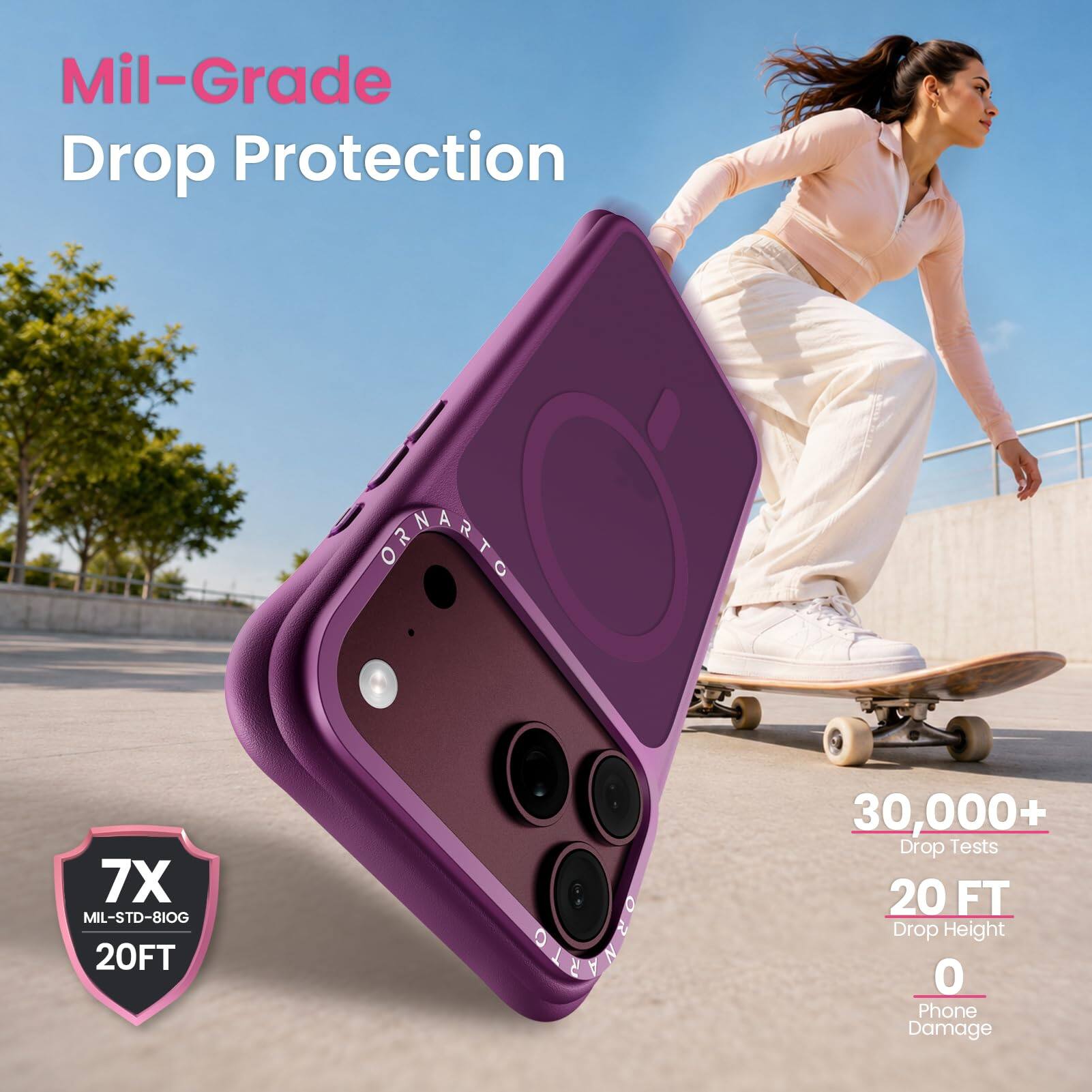 Mil-Grade Drop Protection

7X MIL-STD-810G 20FT

30,000+ Drop Tests 20 FT Drop Height 0 Phone Damage