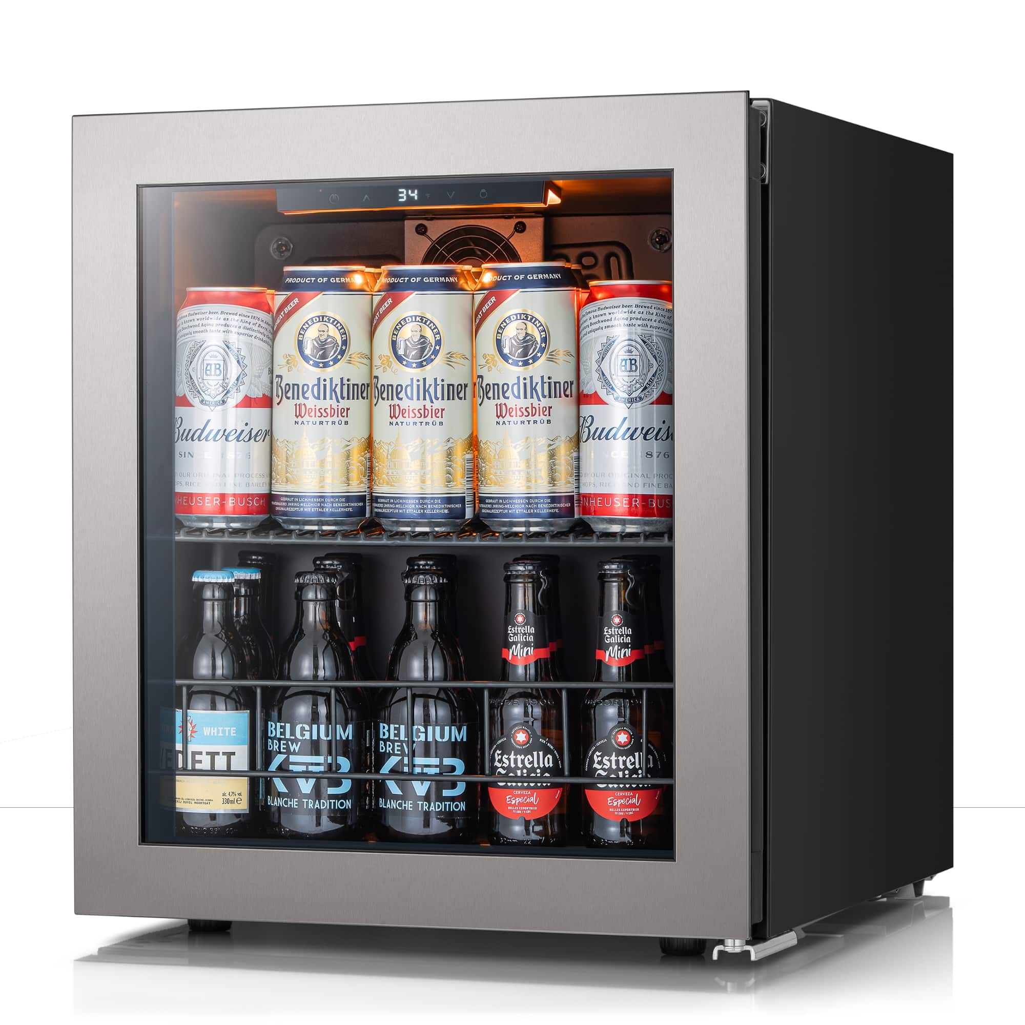 Ca'Lefort - Beverage Refrigerator , 62 Can Mini Freestanding Beverage Fridge 3color LED with Glass Door for Home/Bar - Silver