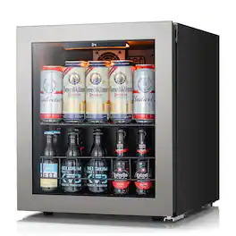 Ca'Lefort - Beverage Refrigerator , 62 Can Mini Freestanding Beverage Fridge 3color LED with Glass Door for Home/Bar - Silver