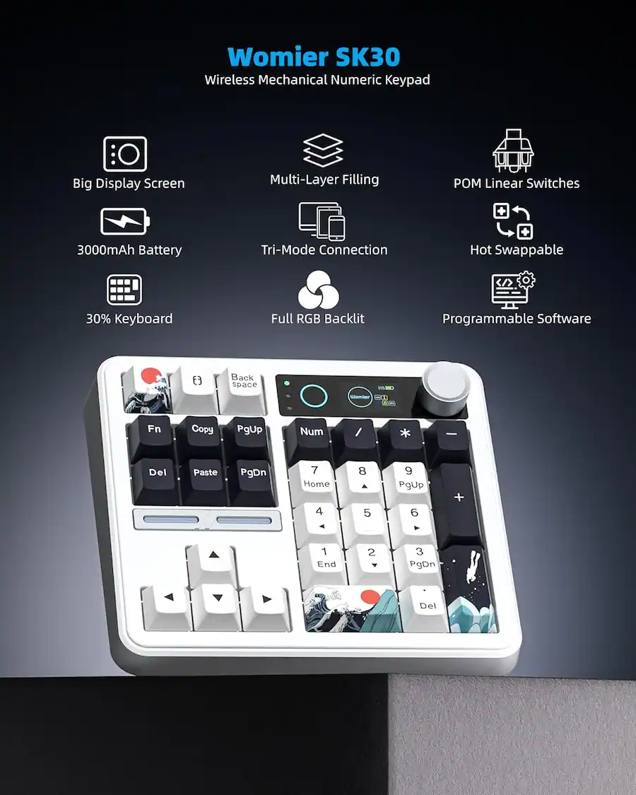 Numeric Keypad Software Gui Example Womier SK30 Mechanical Numpad, Mini Keyboard,Macro Software RGB Number ...