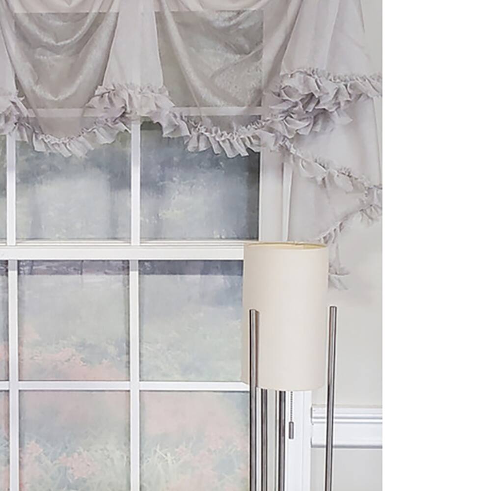 Left. RLF Home - RLF Home Luxurious Modern Design Classic Sheers Victory Swag 3-Scoop Window Valance 50" x 25" Silver - Silver.
