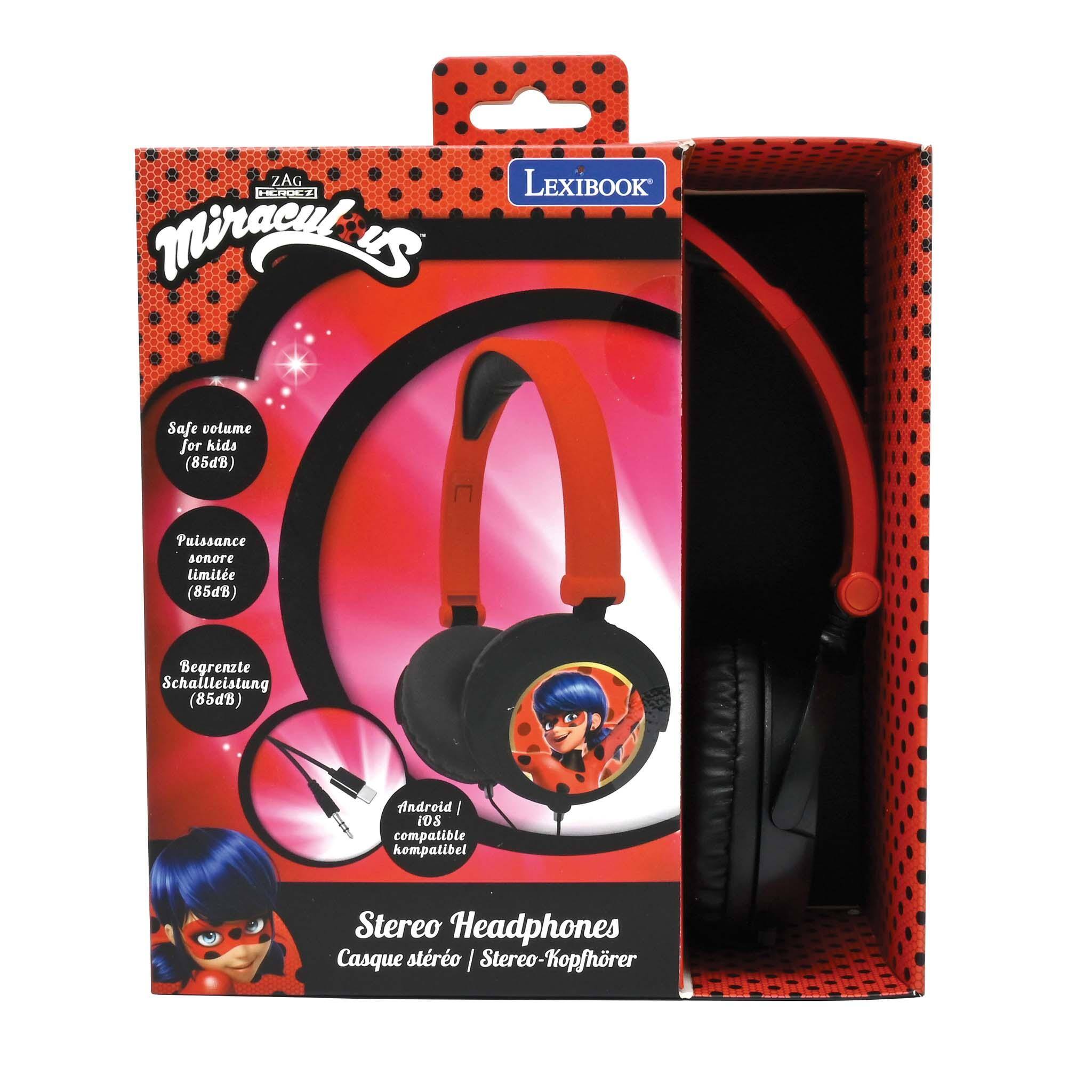 ZAG LEXIBOOK HCROCZ Miraculous

Safe volume for kids (85dB)
Puissance sonore limite (85dB)
Begrenzte Schallleistung (85dB)

Android/ iOS compatible kompatibel

Stereo Headphones Casque stéréo / Stereo-Kopfhörer
