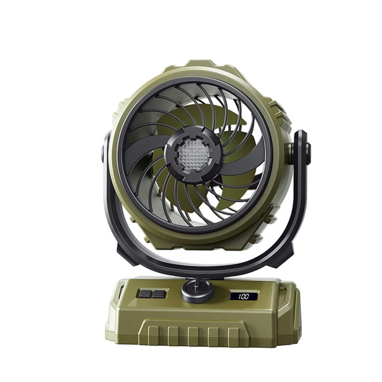 Stock Preferred - 6000mAh Rechargeable Camping Tent Fan with LED Light Green