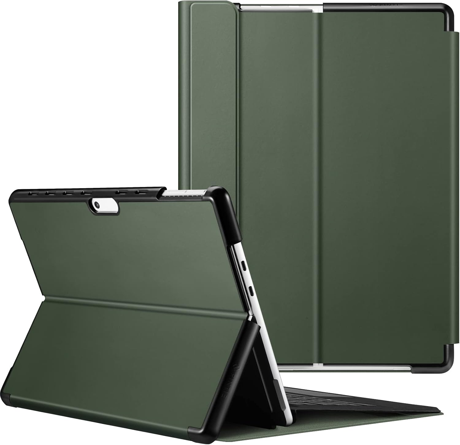 Front. Fintie - Portfolio Case for 13 Inch Microsoft Surface Pro 12th (2026)/11th/10/9, Multiple Angle Viewing Hard Shell Slim Cover - Alpine Green.